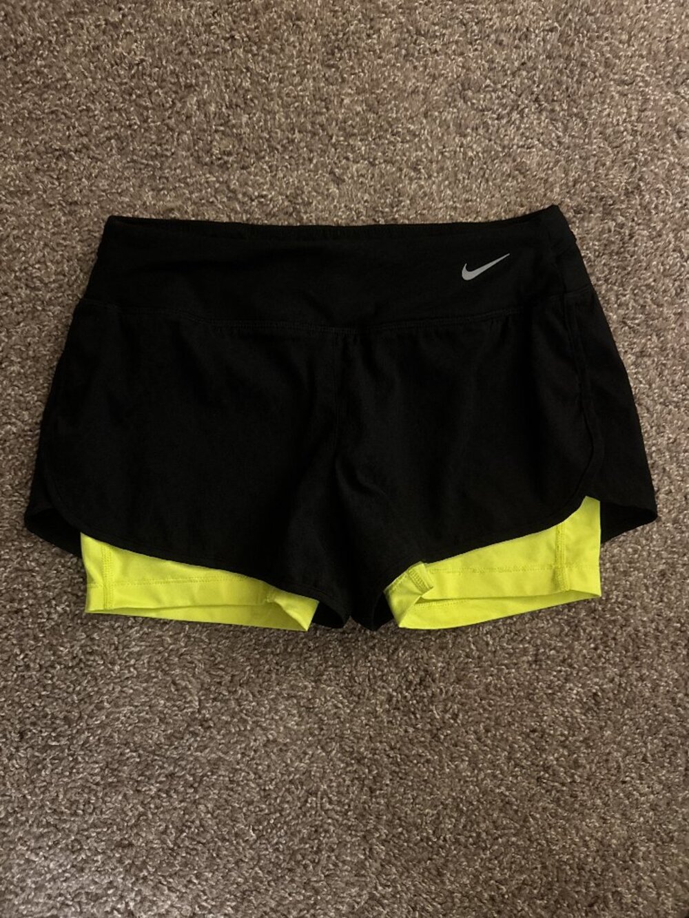 Nike DriFit Black with Fluorescent Yellow Liner Women's Athletic Shorts